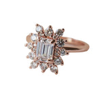 Margot | Emerald Cut Diamond Halo Ring