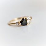 Brie | 14K Heart Black Onyx & Moissanite Cluster Ring - Emi Conner Jewelry 