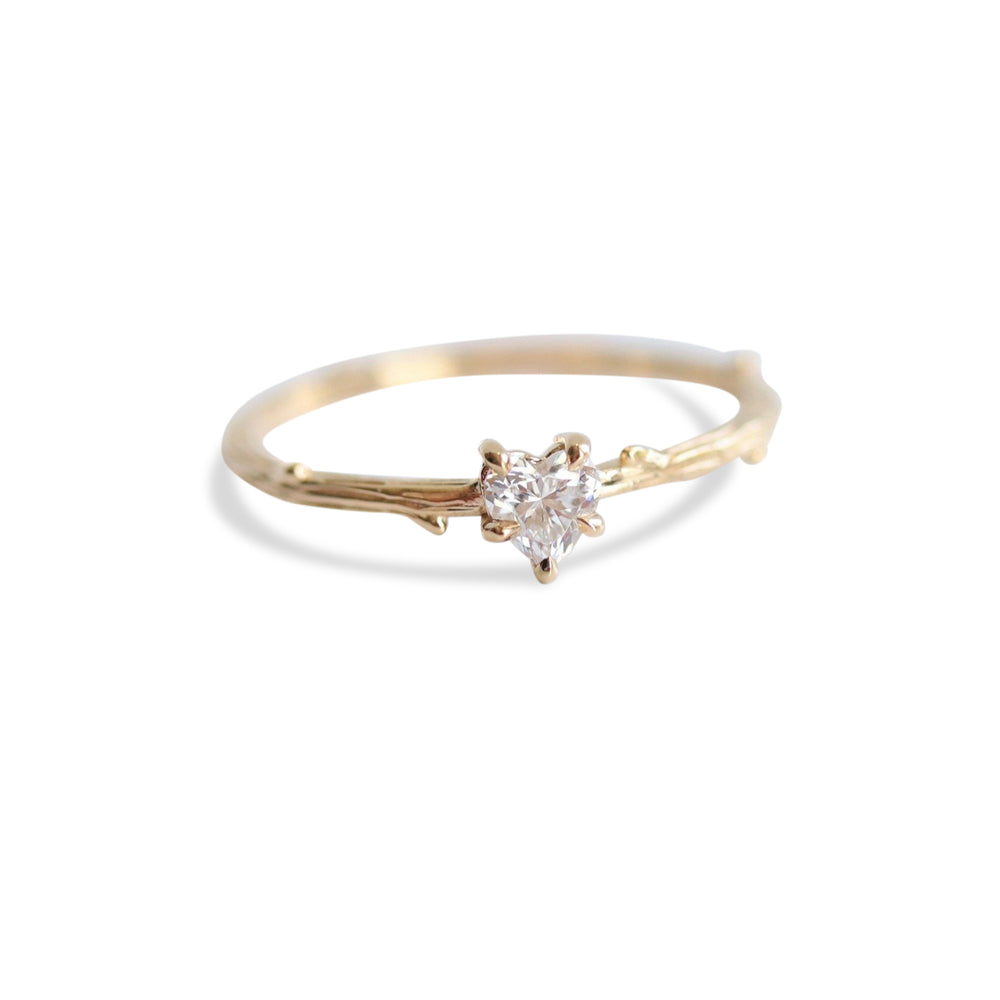 Acacia | 4 mm Heart Moissanite Twig Engagement Ring