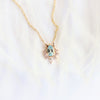 Ophelia | 14K Pear Aquamarine & Diamond Floating Crown Pendant Necklace