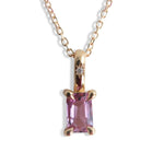 Stella | 14K Emerald Cut Pink Sapphire Hidden Star Pendant and Necklace