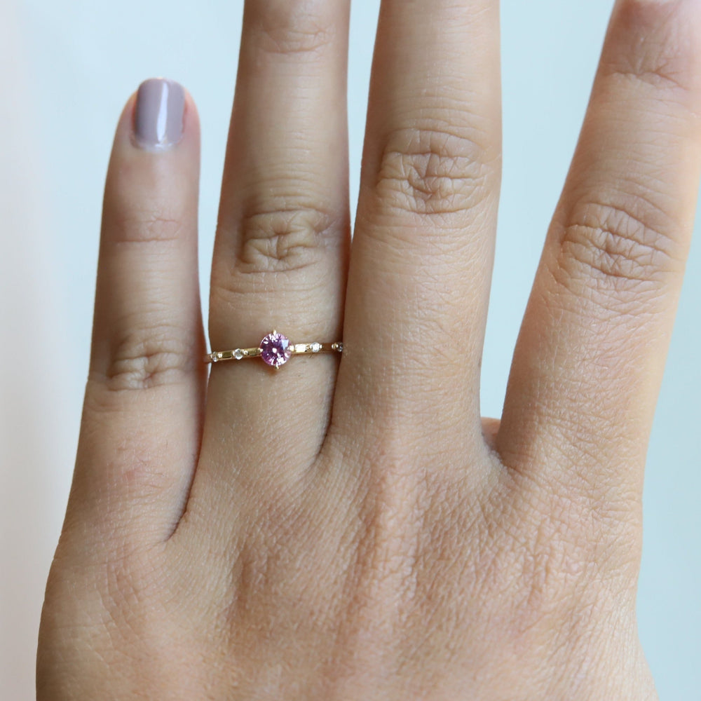 Aurora | Round Pink Sapphire & Diamond Accented Ring