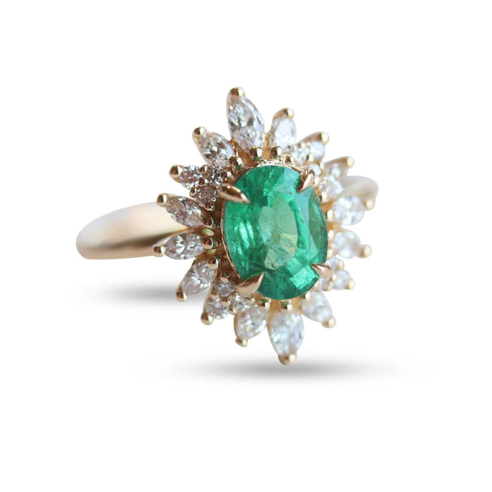 Lana | Oval Zambian Emerald Halo Ring