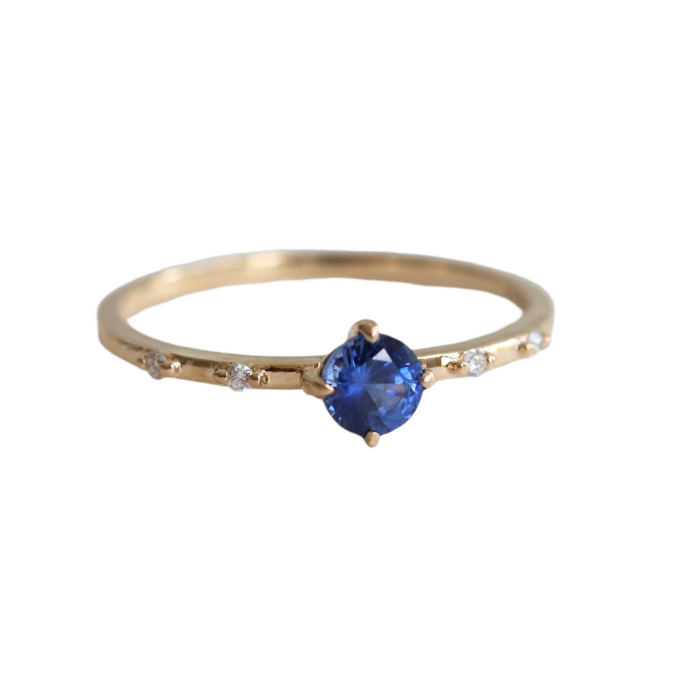 Aurora | Round Blue Sapphire & Diamond Accented Ring