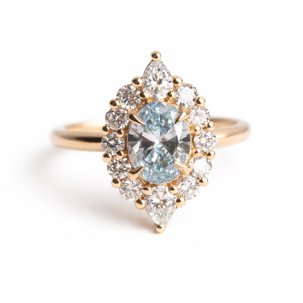 Jazlyn | Oval 1 ct. Blue Diamond Halo Ring