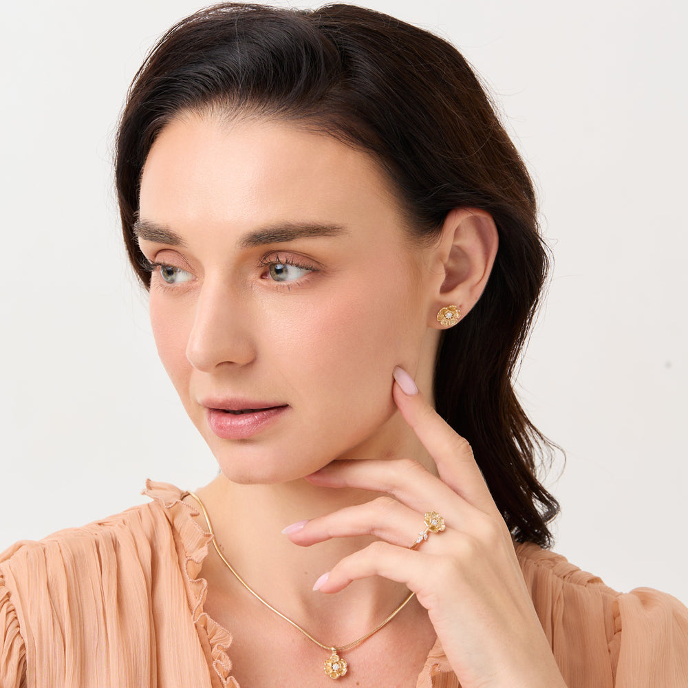 Peony No.4 | Peony Diamond Stud Earrings