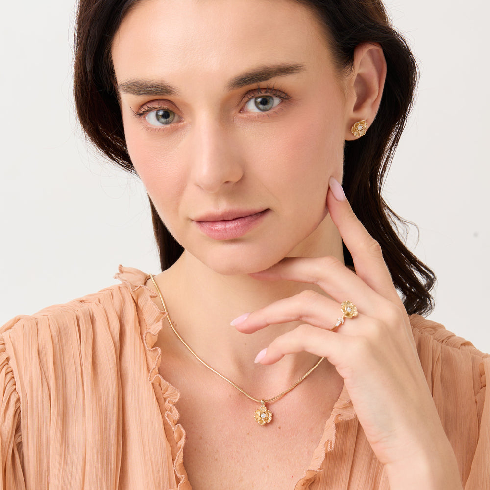 Peony No.4 | Peony and Diamond Pendant