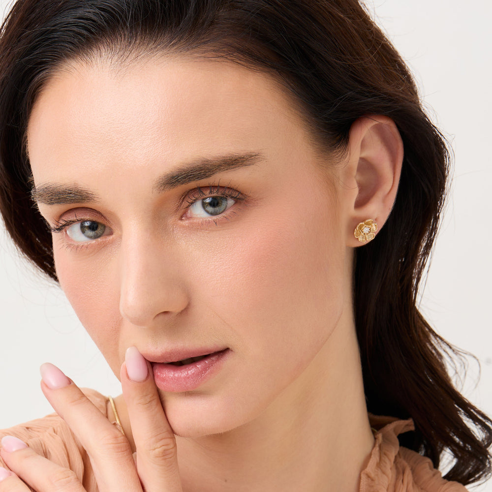 Peony No.4 | Peony Diamond Stud Earrings