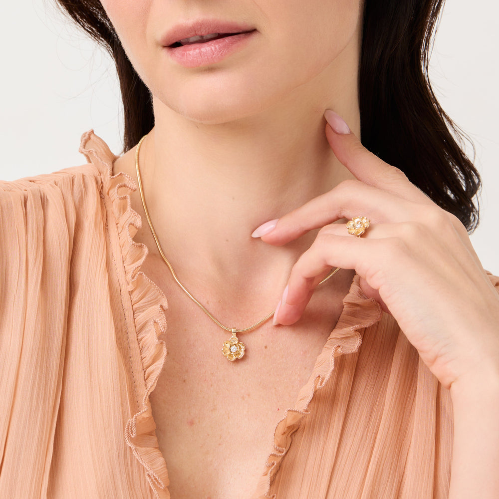 Peony No.4 | Peony and Diamond Pendant