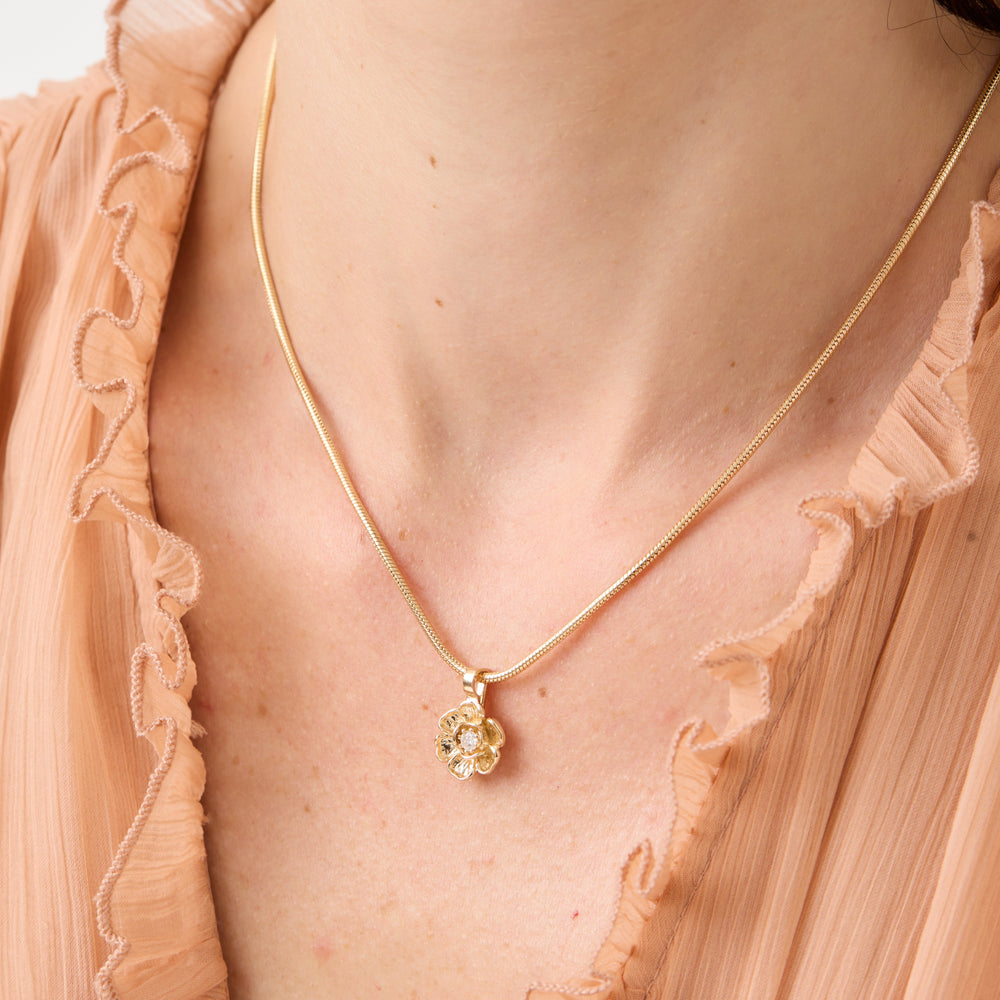 Peony No.4 | Peony and Diamond Pendant