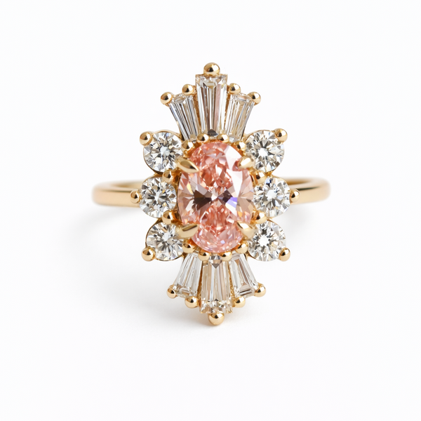 Decora | Oval Pink Diamond Halo Ring
