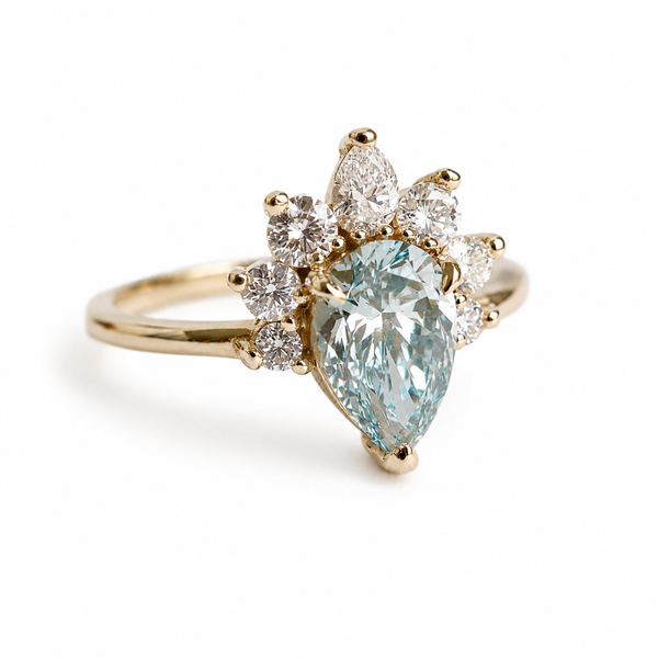 Ophelia | Pear Blue Diamond Ring