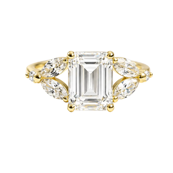 Petal | 3 ct. Emerald Cut Diamond Accented Ring
