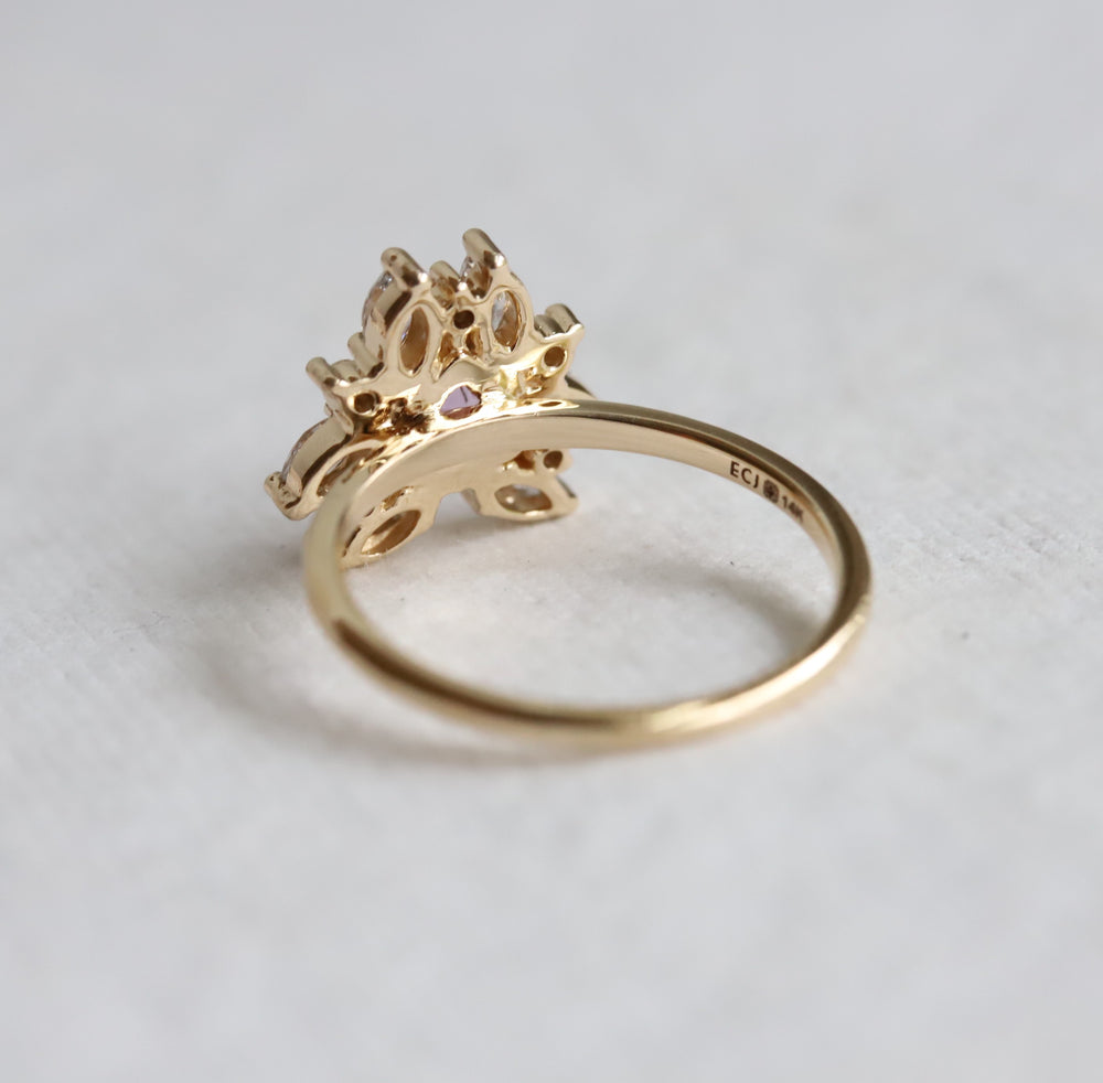 Layla | Pink Sapphire Trillion Halo Ring