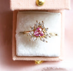 Layla | Pink Sapphire Trillion Halo Ring