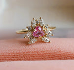 Layla | Pink Sapphire Trillion Halo Ring
