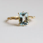 Aurora | 2 ct. Elongated Cushion Cut Aquamarine Accented Ring