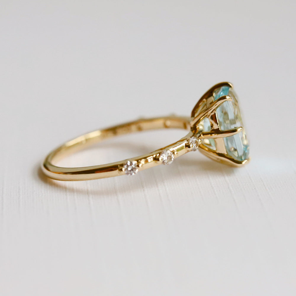 Aurora | 2 ct. Elongated Cushion Cut Aquamarine Accented Ring