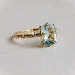 Aurora | 2 ct. Elongated Cushion Cut Aquamarine Accented Ring