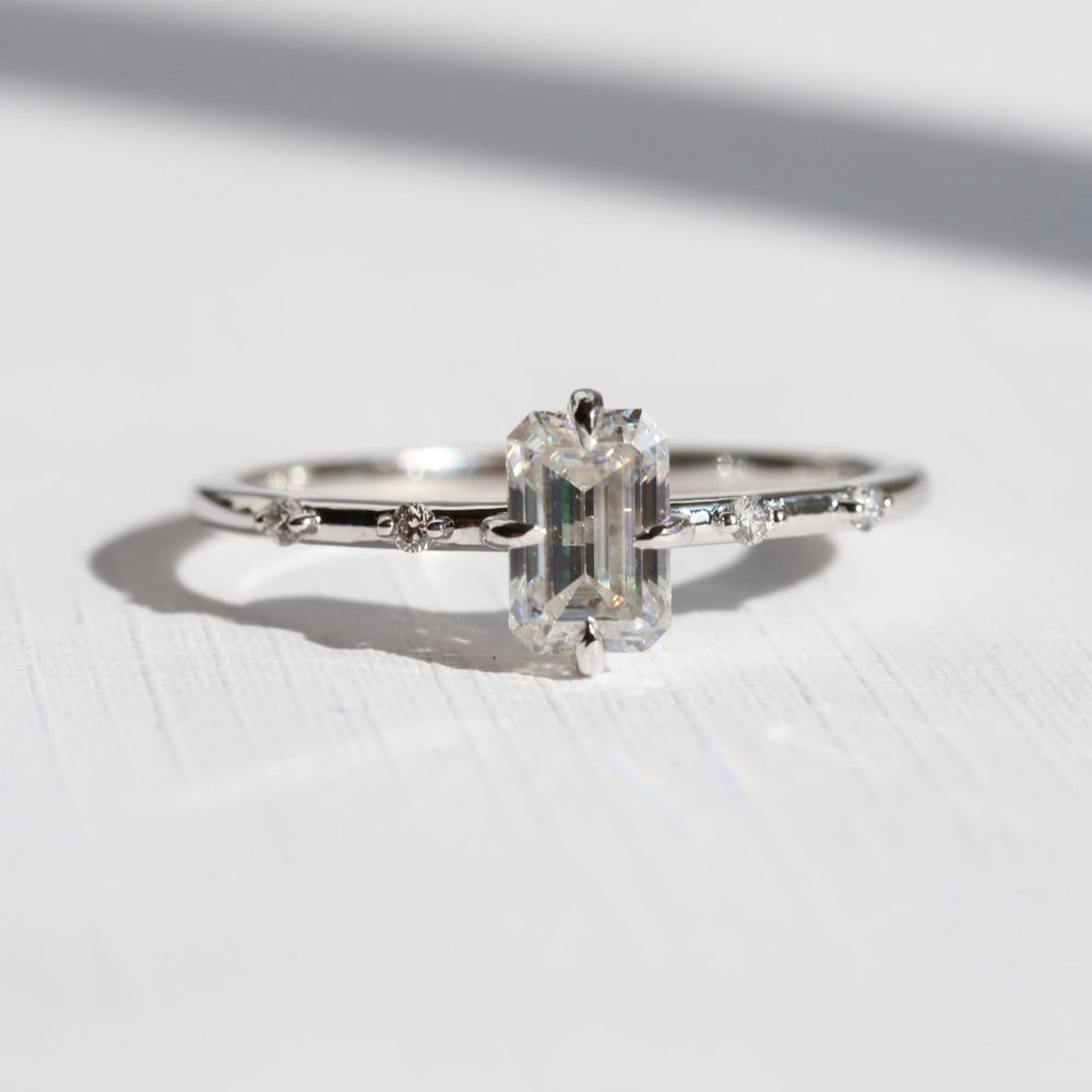 Aurora | 0.6 ct. Emerald Cut Diamond Accented Ring