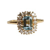 Emma | 1 ct. Emerald Cut Sky Blue Topaz Halo Ring