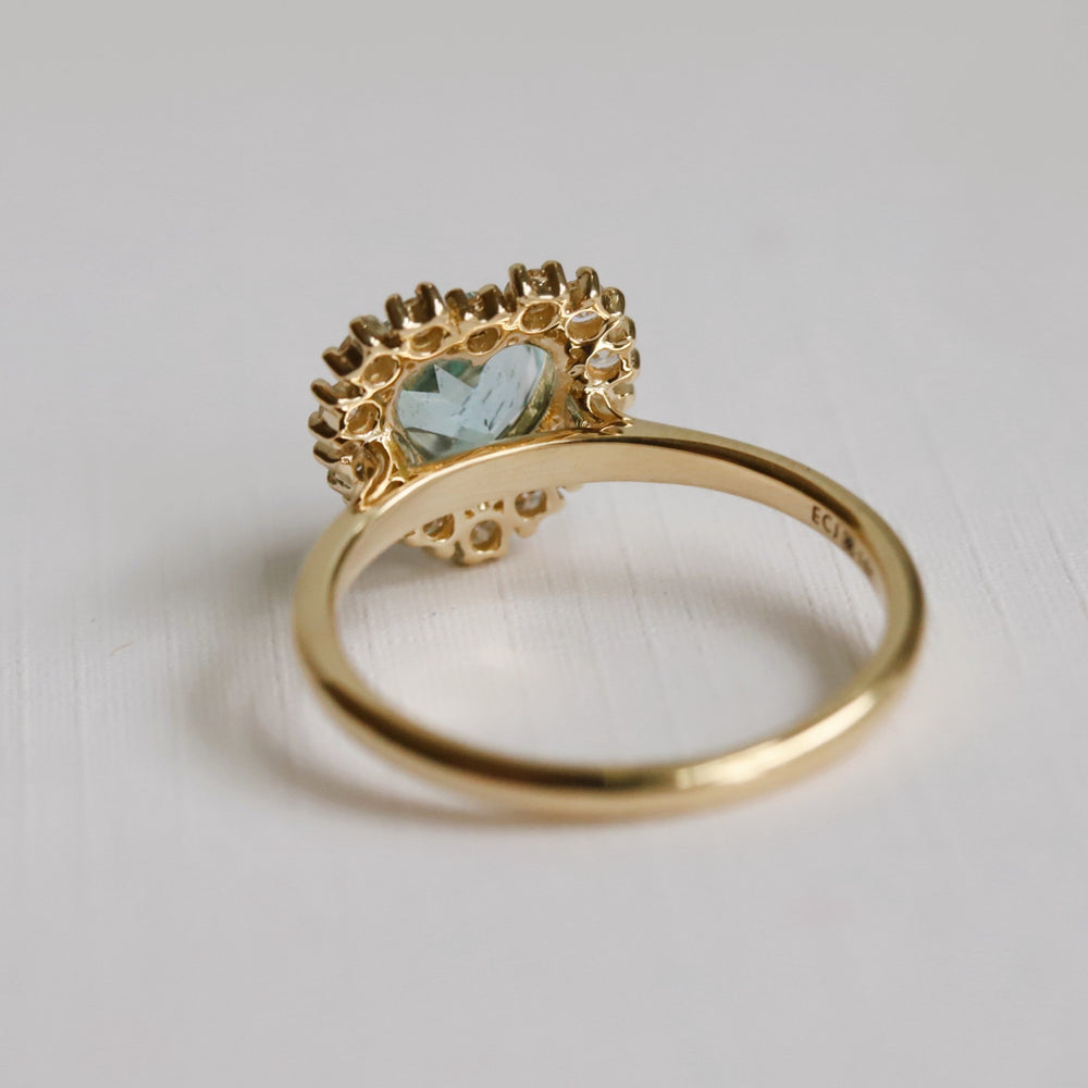 Emma | Heart Cut Sky Blue Topaz Halo Ring
