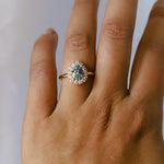Emma | Pear Cut Sky Blue Topaz Halo Ring