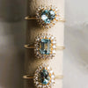 Emma | 1 ct. Emerald Cut Sky Blue Topaz Halo Ring