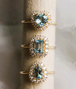 Emma | Pear Cut Sky Blue Topaz Halo Ring