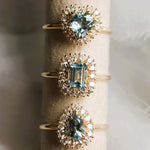 Emma | Heart Cut Sky Blue Topaz Halo Ring