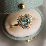 Emma | Heart Cut Sky Blue Topaz Halo Ring