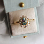 Emma | Pear Cut Sky Blue Topaz Halo Ring