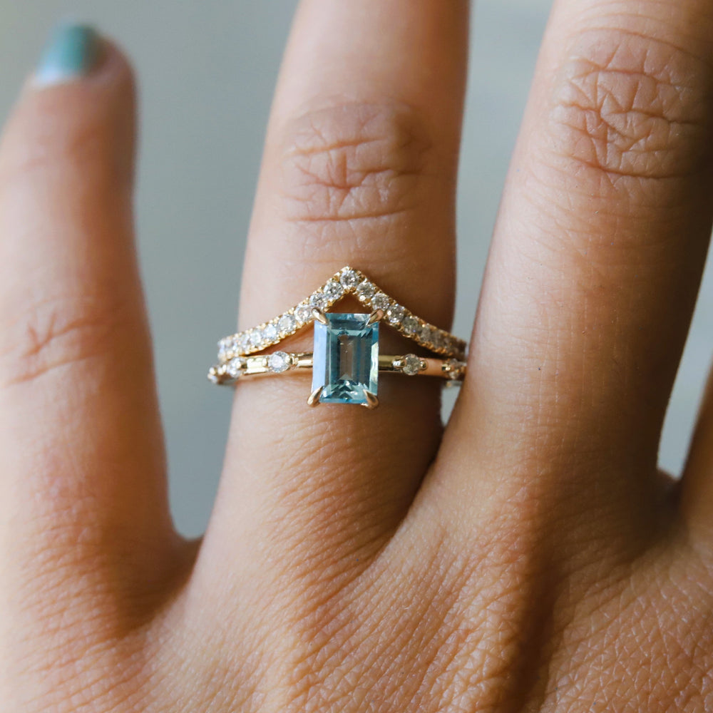 Aurora | 1 ct. Emerald Cut Sky Blue Topaz Accented Ring