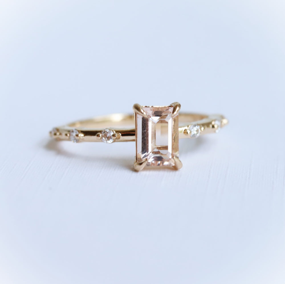 Aurora | 1 ct. Emerald Cut Morganite Accented Ring