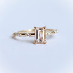 Aurora | 1 ct. Emerald Cut Morganite Accented Ring