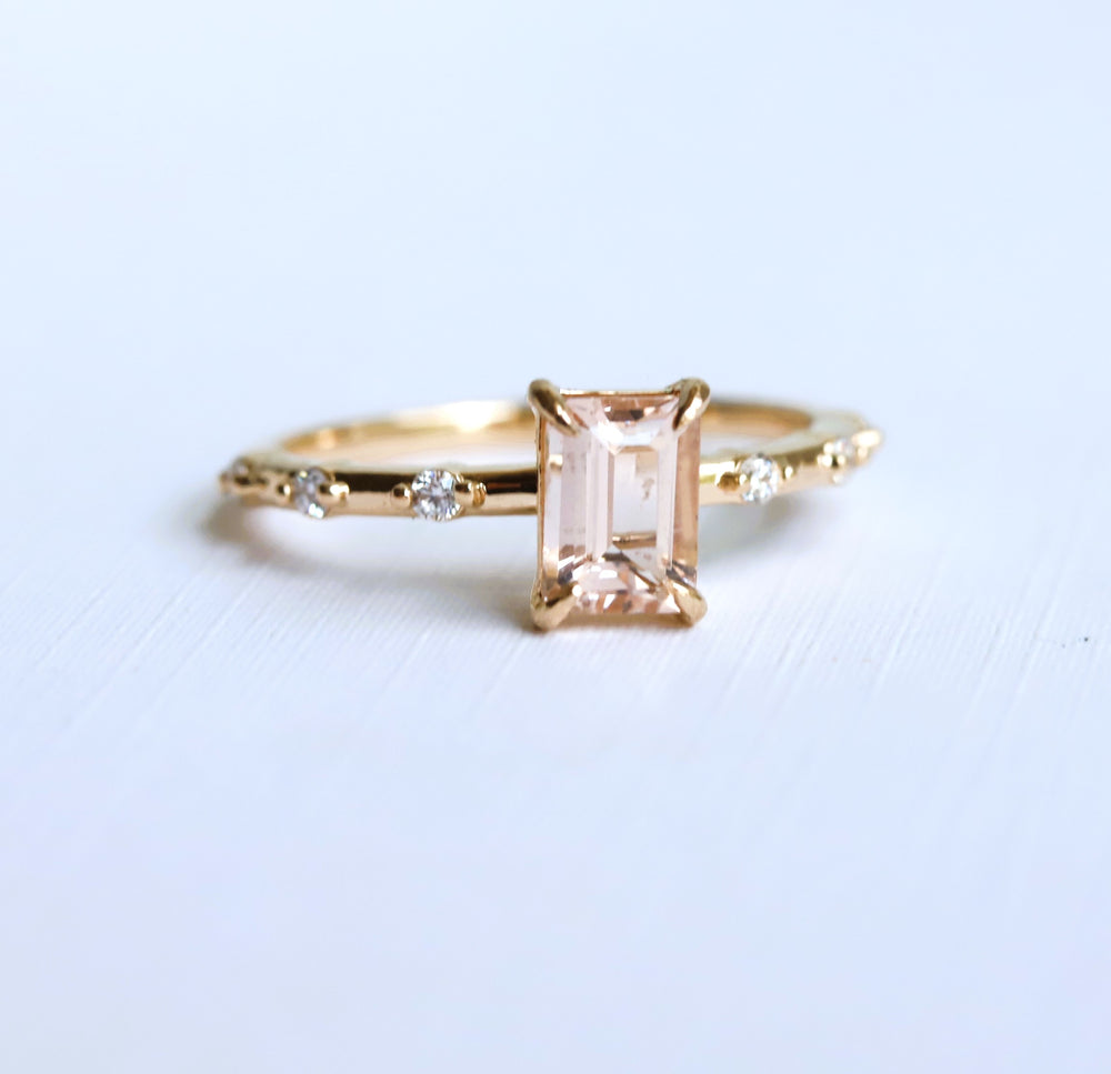 Aurora | 1 ct. Emerald Cut Morganite Accented Ring