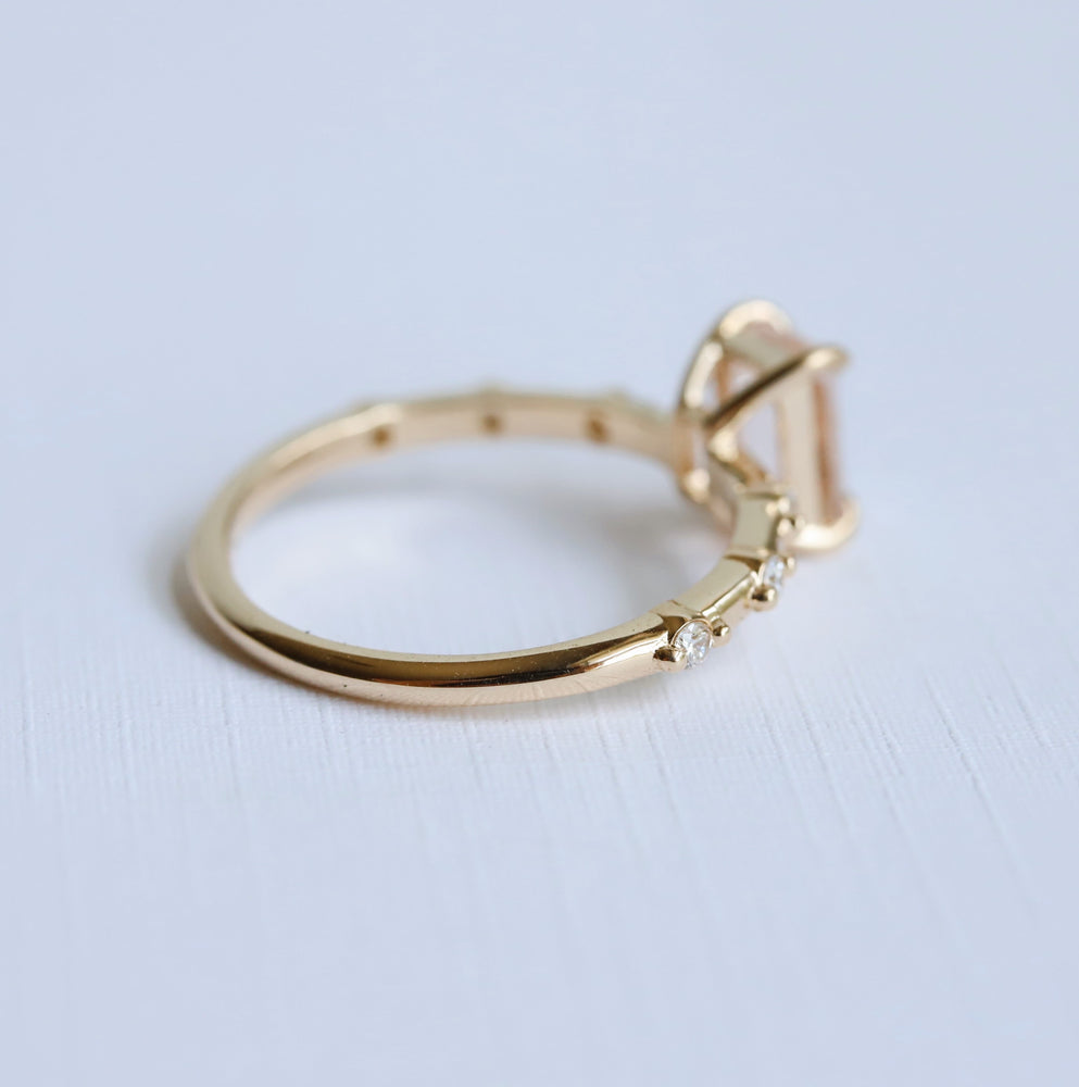 Aurora | 1 ct. Emerald Cut Morganite Accented Ring