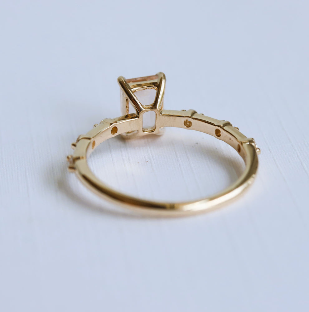 Aurora | 1 ct. Emerald Cut Morganite Accented Ring