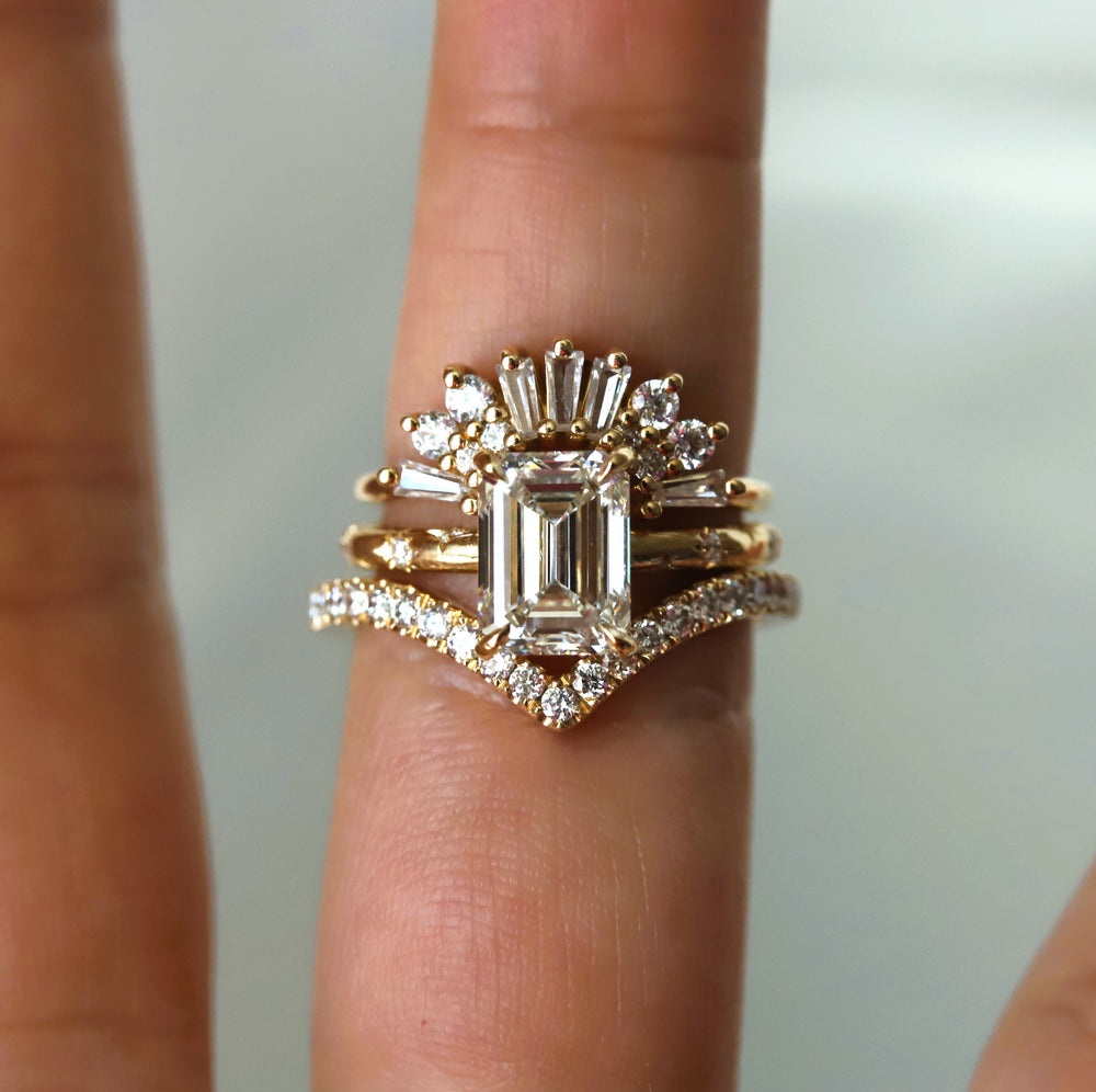 Stella | 2 ct. Emerald Cut Diamond Starburst Ring