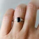 Alexis | 1 ct. Emerald Cut Black Onyx Three-Stone Ring