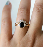 Alexis | 1 ct. Emerald Cut Black Onyx Three-Stone Ring