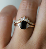Alexis | 1 ct. Emerald Cut Black Onyx Three-Stone Ring