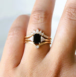 Alexis | 1 ct. Emerald Cut Black Onyx Three-Stone Ring