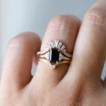 Alexis | 1 ct. Emerald Cut Black Onyx Three-Stone Ring