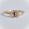 EVA | 0.7 ct. Emerald Cut Peach Morganite and Pearl Side Stone Ring