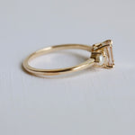 EVA | 0.7 ct. Emerald Cut Peach Morganite and Pearl Side Stone Ring