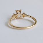 EVA | 0.7 ct. Emerald Cut Peach Morganite and Pearl Side Stone Ring