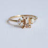 EVA | 1 ct. Emerald Cut Peach Morganite and Pearl Side Stone Ring