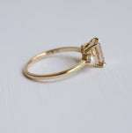 EVA | 1 ct. Emerald Cut Peach Morganite and Pearl Side Stone Ring
