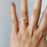EVA | 1 ct. Emerald Cut Peach Morganite and Pearl Side Stone Ring